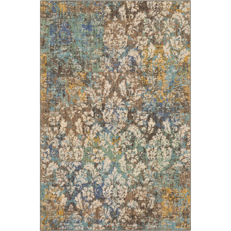 Gray and Gold Medallion Wool Area Rug