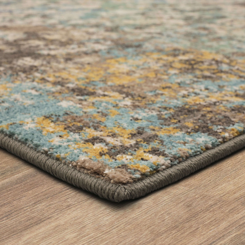 Gray and Gold Medallion Wool Area Rug