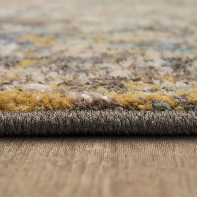Gray and Gold Medallion Wool Area Rug