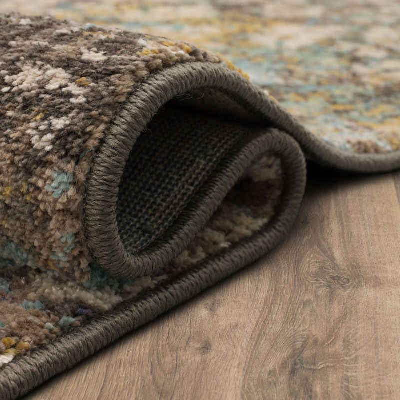 Gray and Gold Medallion Wool Area Rug
