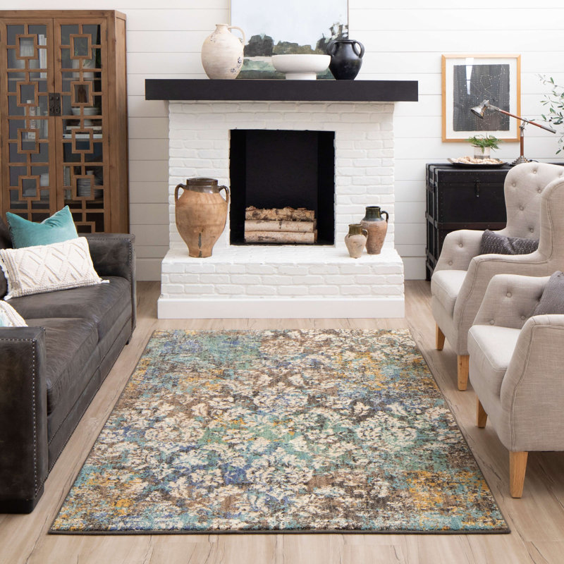 La Brea Distressed Medallion 8' x 11' Multicolor Viscose-Silk Area Rug