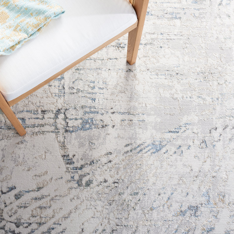 Bel Air Abstract Gray Synthetic Easy-Care Runner Rug - 2'2" x 9'