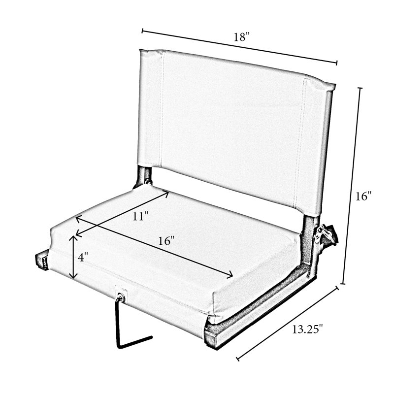 Gray Folding Stadium Seat with Cushions and Back Support