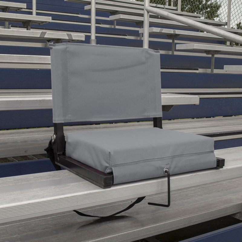 Gray Folding Stadium Seat with Cushions and Back Support