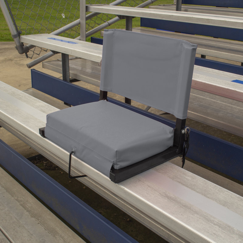 Gray Folding Stadium Seat with Cushions and Back Support