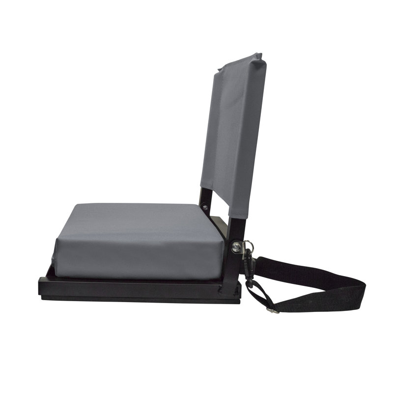 Gray Folding Stadium Seat with Cushions and Back Support