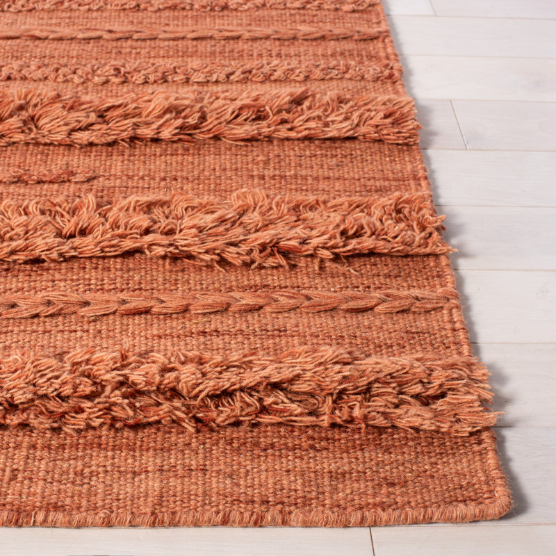 Hand-Knotted Rustic Orange Wool-Cotton Blend 4' x 6' Area Rug