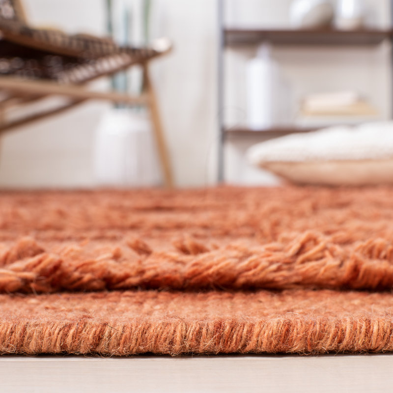 Hand-Knotted Rustic Orange Wool-Cotton Blend 4' x 6' Area Rug