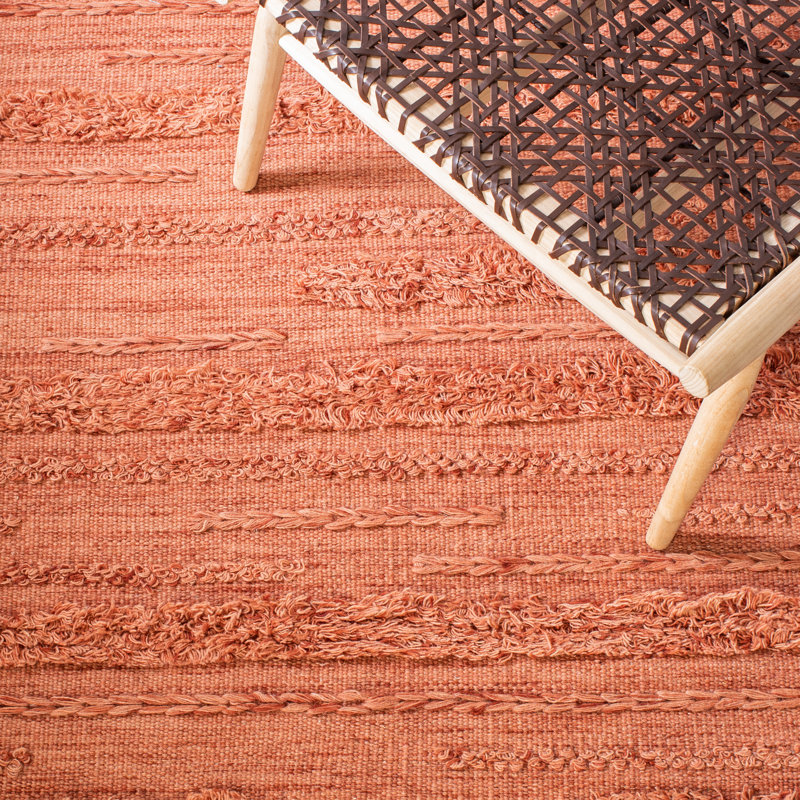 Hand-Knotted Rustic Orange Wool-Cotton Blend 4' x 6' Area Rug