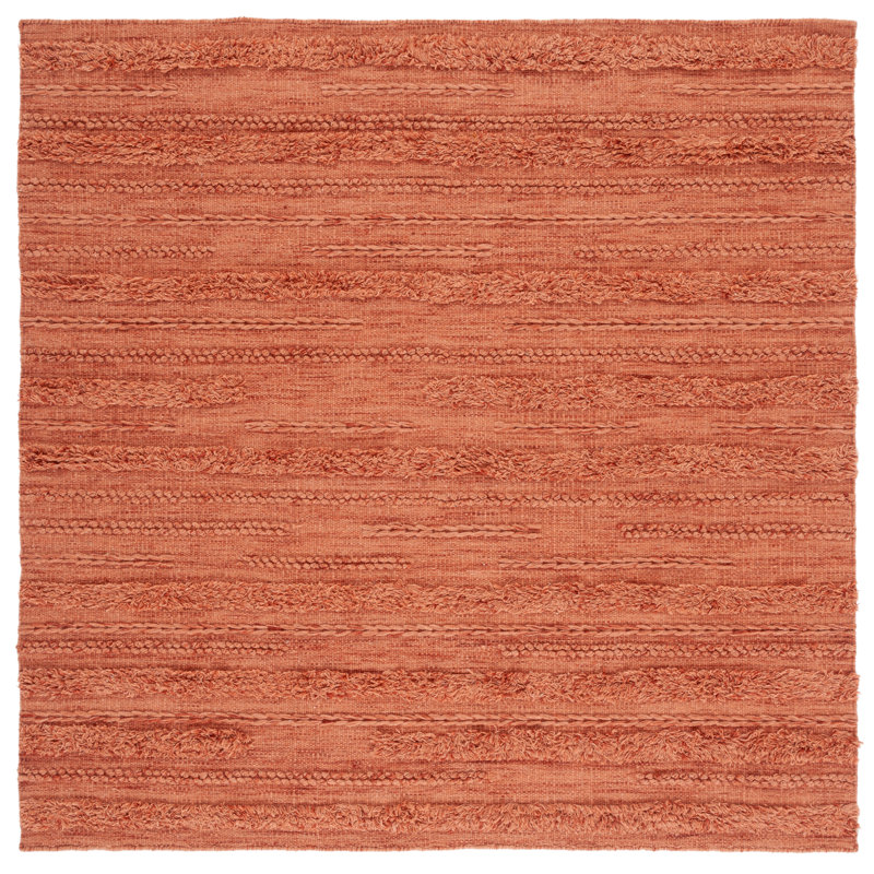Vermont 6' Square Rust and Orange Wool Cotton Rug