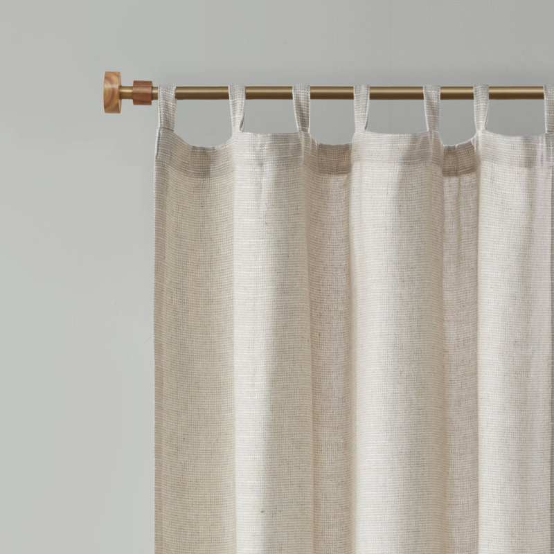 Natural Faux Linen Tab Top Light-Filtering Drapes