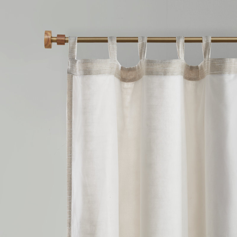 Natural Faux Linen Tab Top Light-Filtering Drapes
