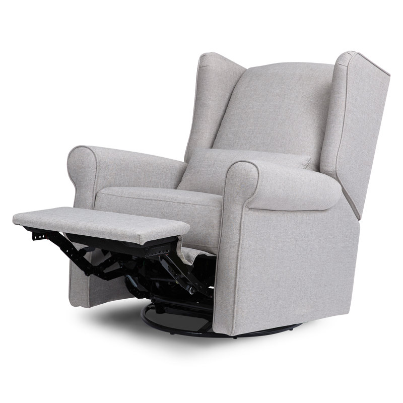 Misty Grey Swivel Recliner with Wingback Design