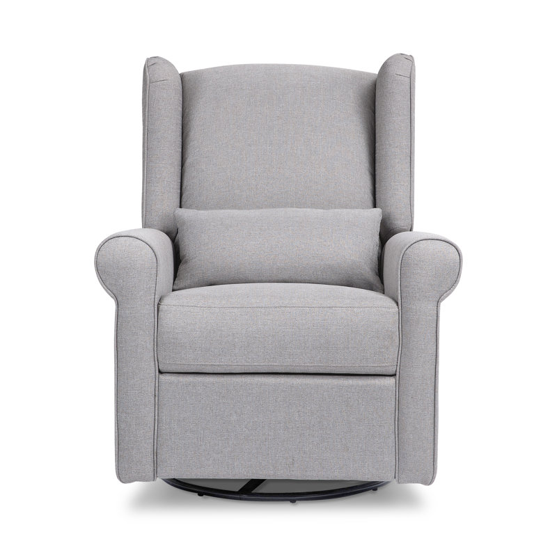 Misty Grey Swivel Recliner with Wingback Design