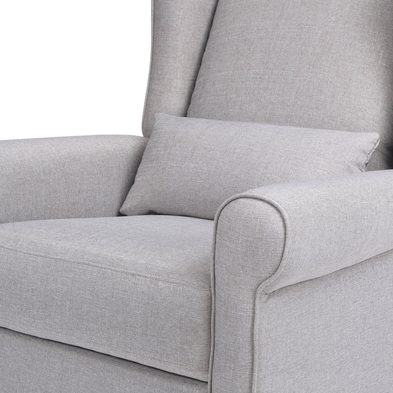 Misty Grey Swivel Recliner with Wingback Design