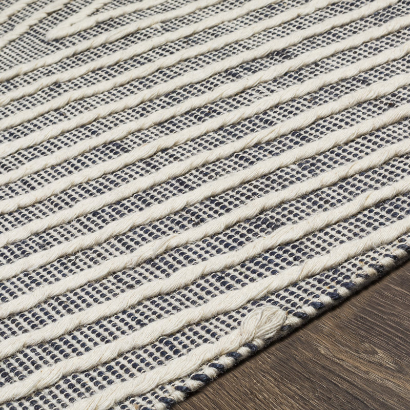 Bohemian Black Spot Braided Wool Runner Rug 30" x 96"