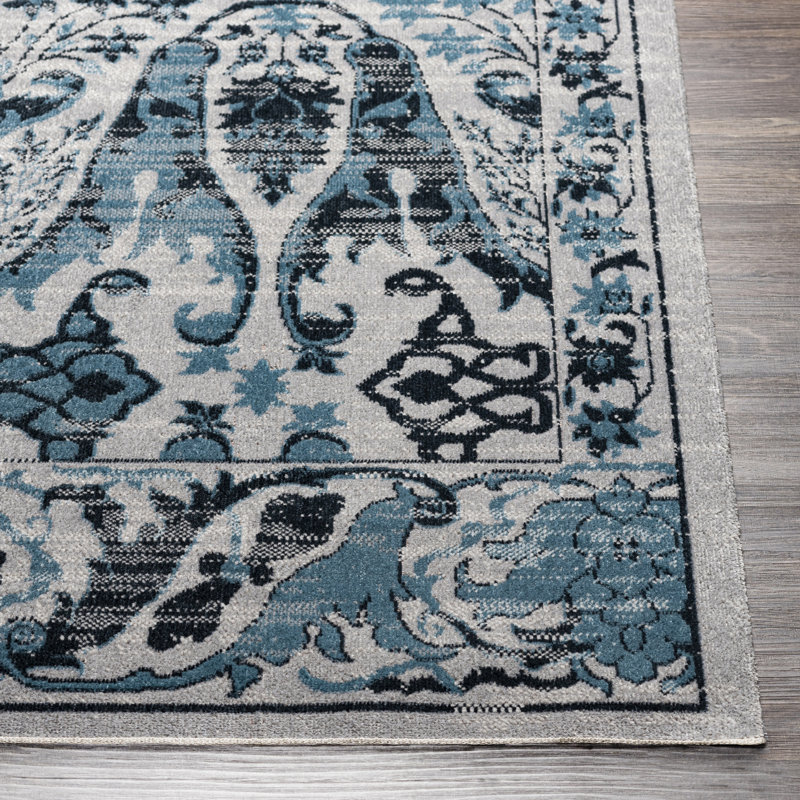 Ember Swirling Majestic Blue Synthetic 6'7" x 9' Rug