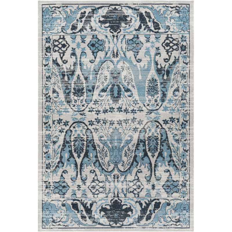Ember Swirling Majestic Blue Synthetic 6'7" x 9' Rug