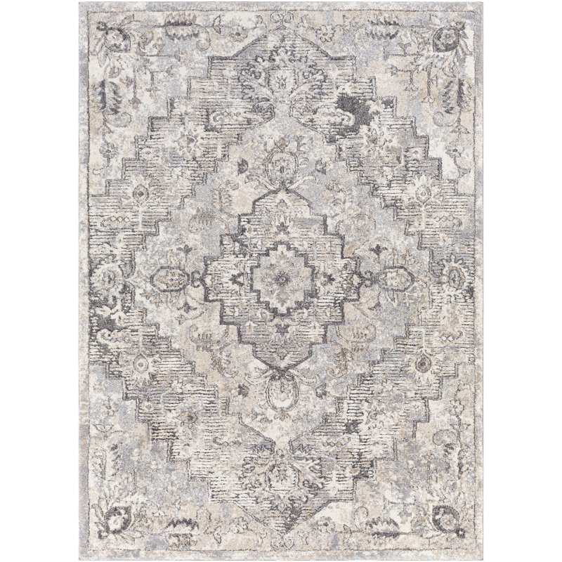Reversible High Pile Gray Synthetic 5'3" x 7'3" Rectangular Rug