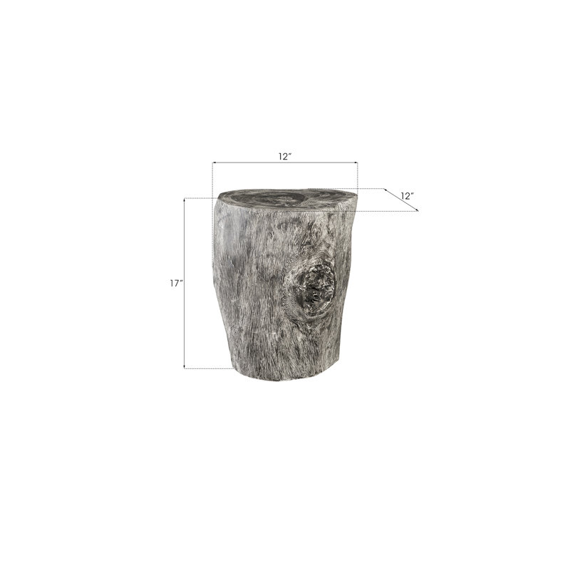 Modern Organic Chamcha Wood Stump Stool in Gray