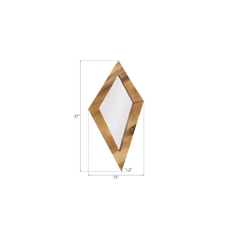 Beige Natural Wood Diamond Accent Mirror