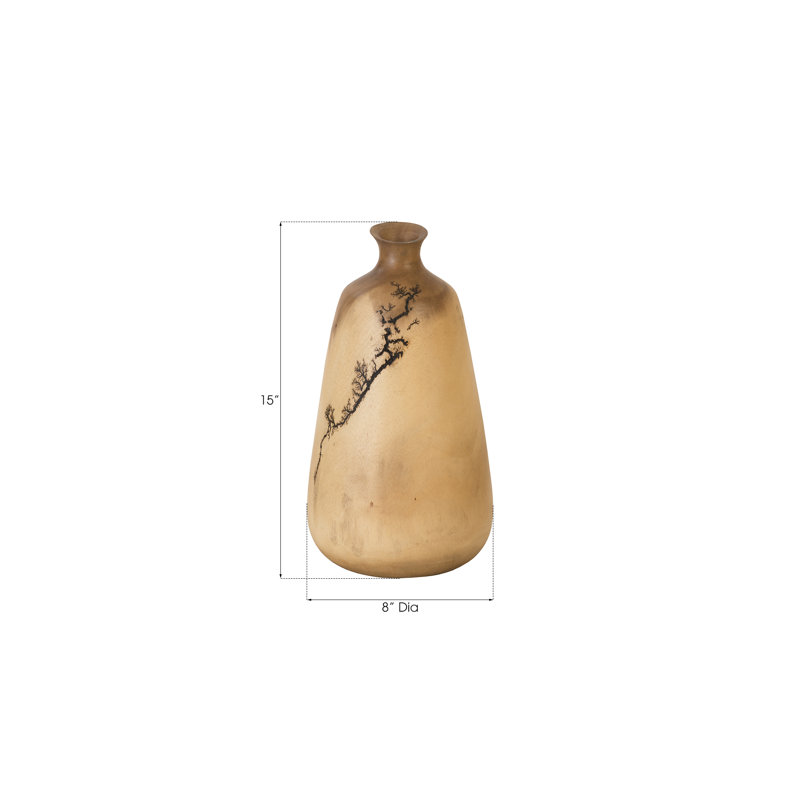 Contemporary 15" Mango Wood Table Vase with Lightning Pattern