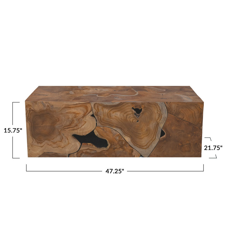 Rustic Teak Root Rectangular Coffee Table with Natural Finish