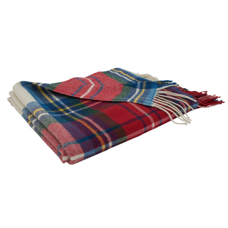 Multicolor Knitted Acrylic Plaid Throw Blanket 27" x 24.5"