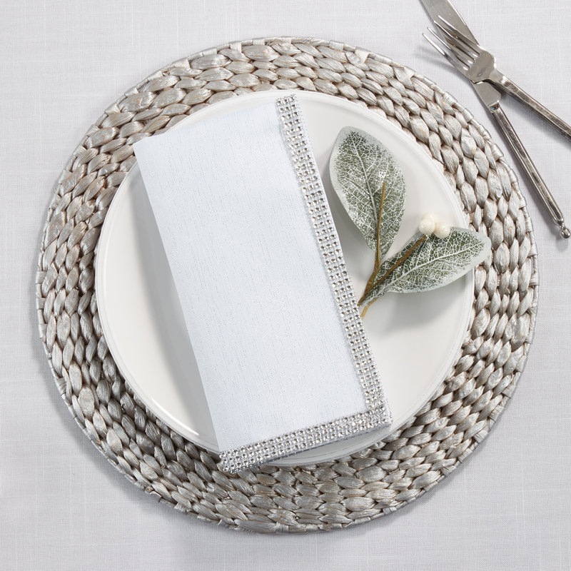 White Studded Design Table Napkins Set of 4