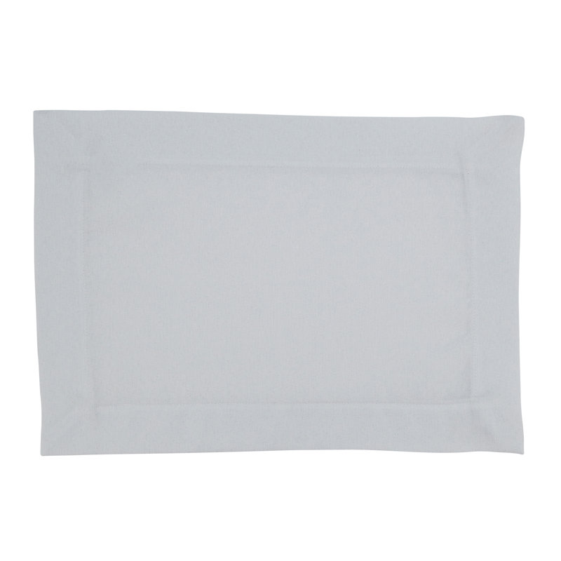 White Shimmering Fabric Placemats with Piping Detail, Set of 4