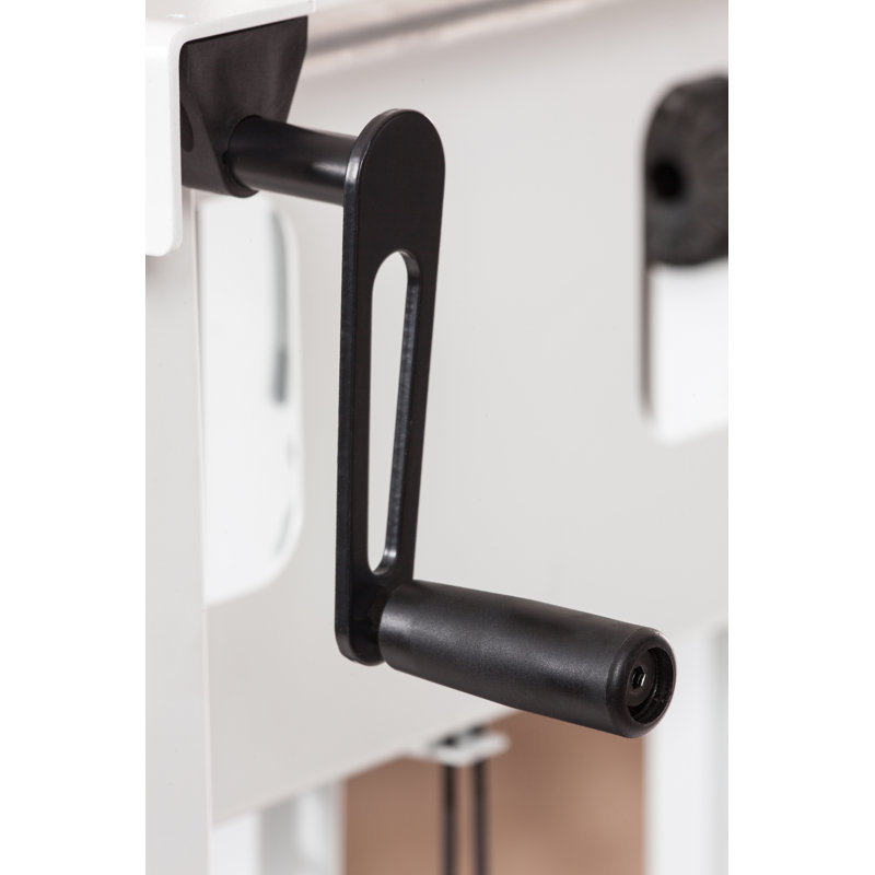 Crank Adjustable Mobile TV Cart with Dual Shelves, White & Black