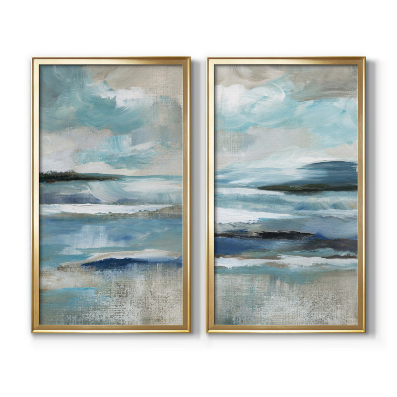 Distant Drama I Blue and Gray Canvas Print Set