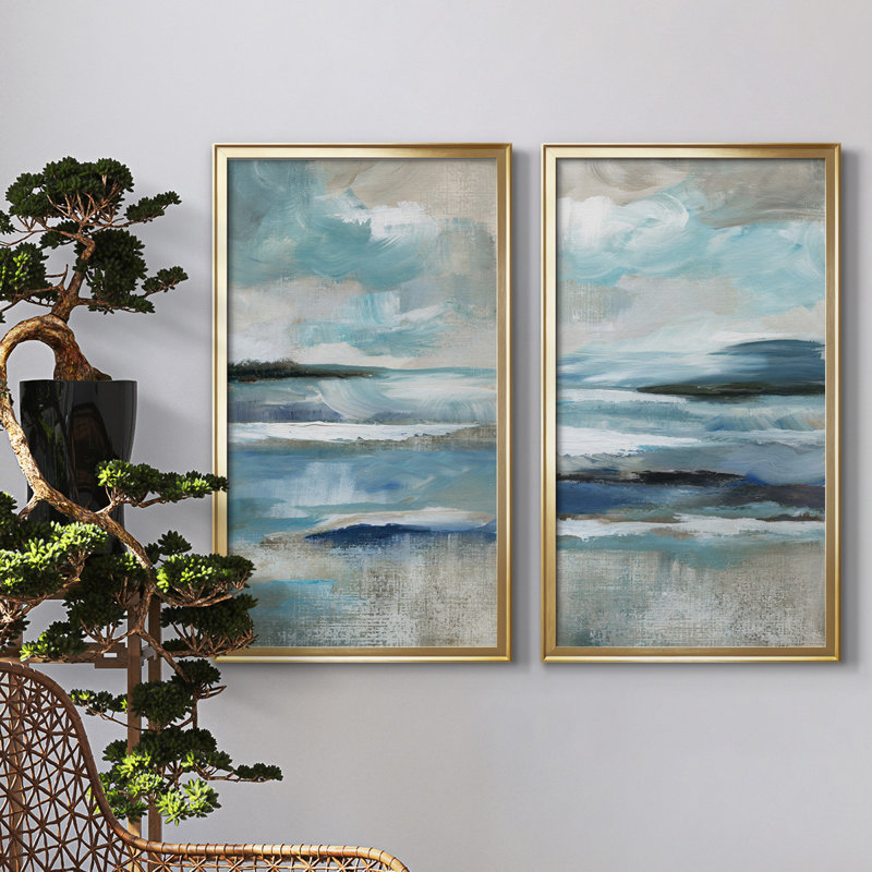 Distant Drama I Blue and Gray Canvas Print Set