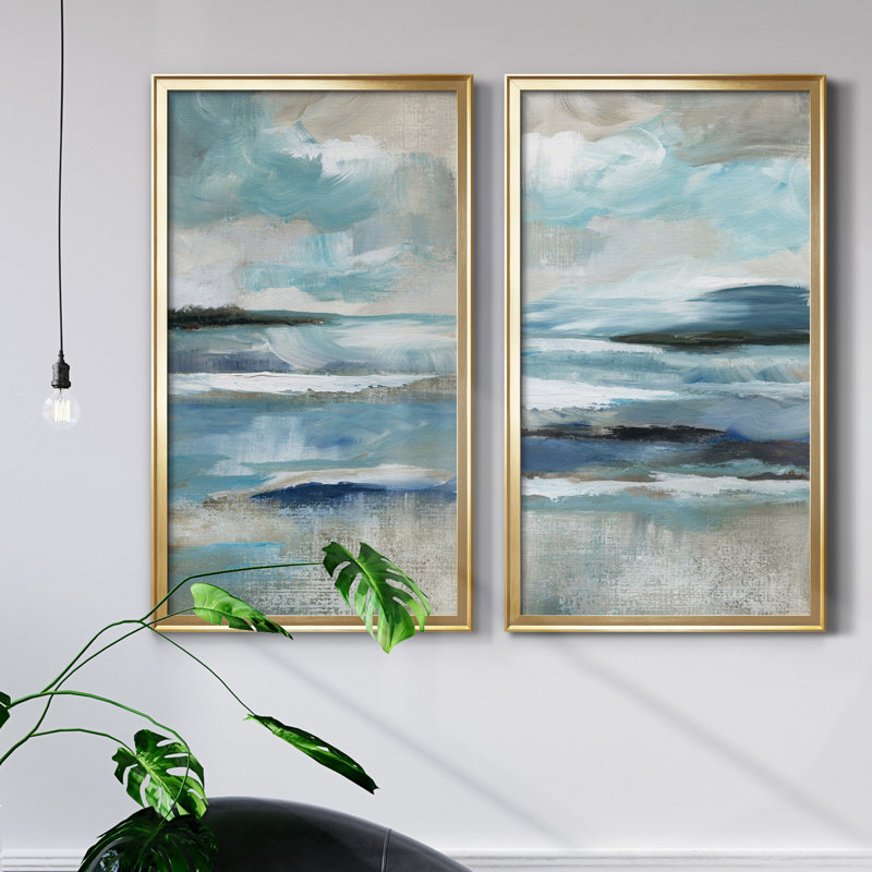Distant Drama I Blue and Gray Canvas Print Set