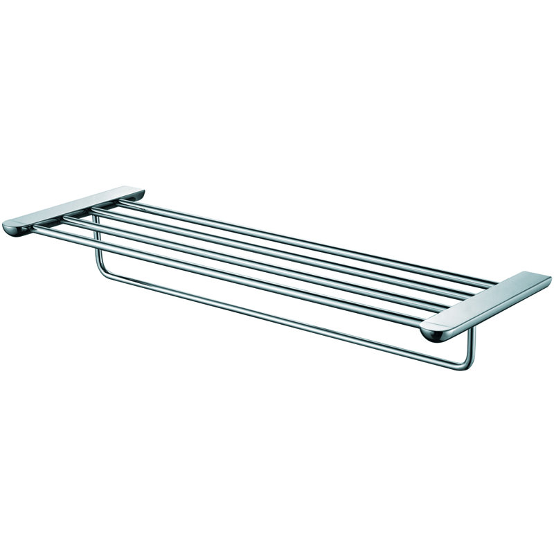 Elegant Chrome 24" Wall-Mounted Floating Shelf with Towel Bar