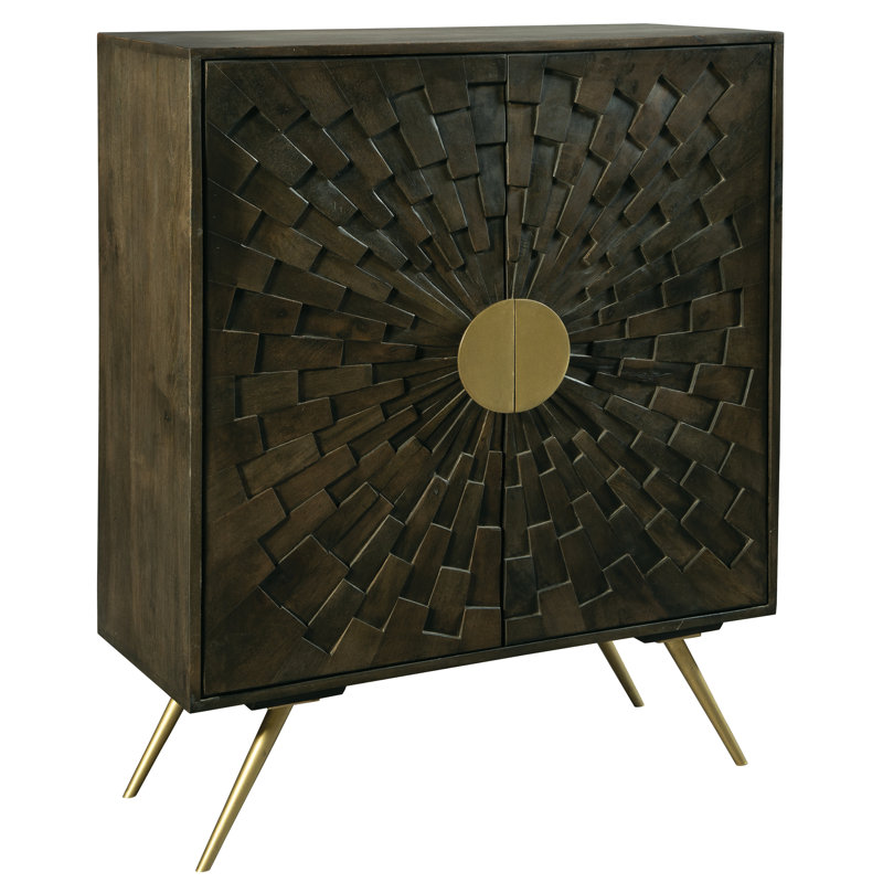 Transitional Black and Brown 36'' Office Accent Cabinet