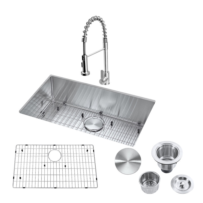 30'' Stainless Steel Single Bowl Undermount Kitchen Sink