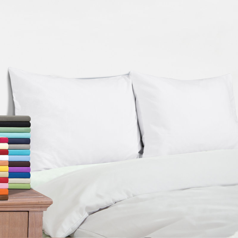 White Microfiber Standard Pillowcase Set with Envelope Closure