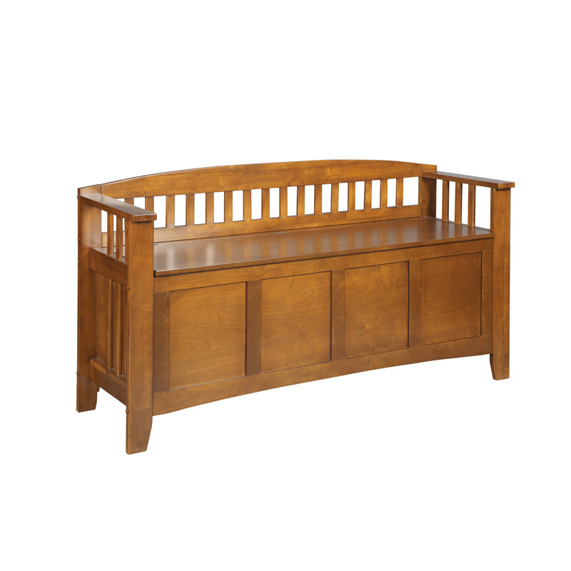 Transitional Medium Brown Wood Veneer Gun Concealment Bench with Storage