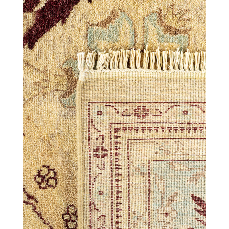 Ivory and Sand Hand-Knotted Wool Area Rug 7' 10" x 10' 4"