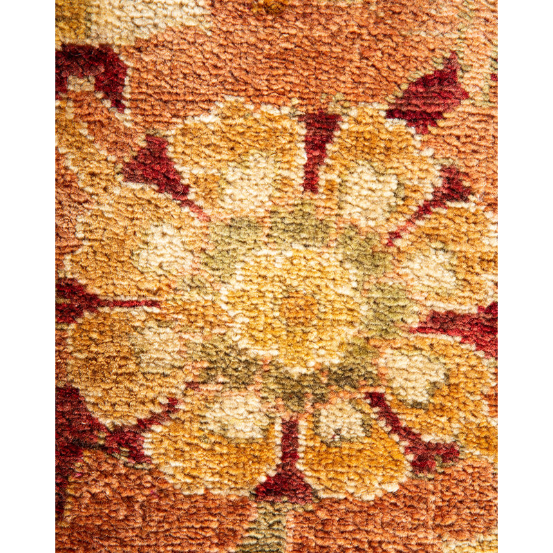 Handmade Rectangular 8' x 10' Wool Area Rug in Warm Tones