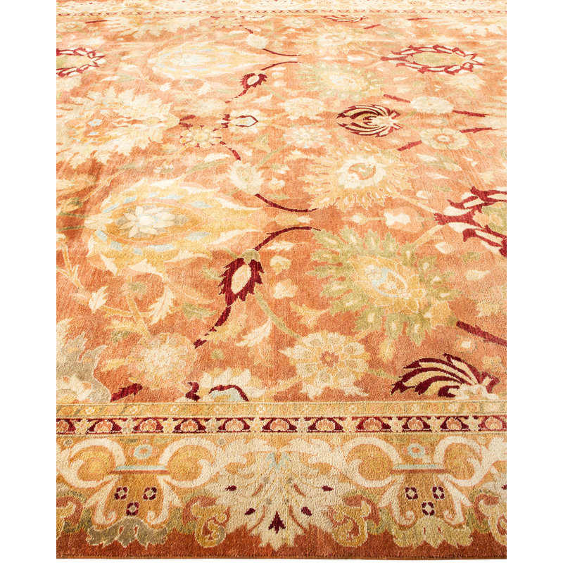 Handmade Rectangular 8' x 10' Wool Area Rug in Warm Tones