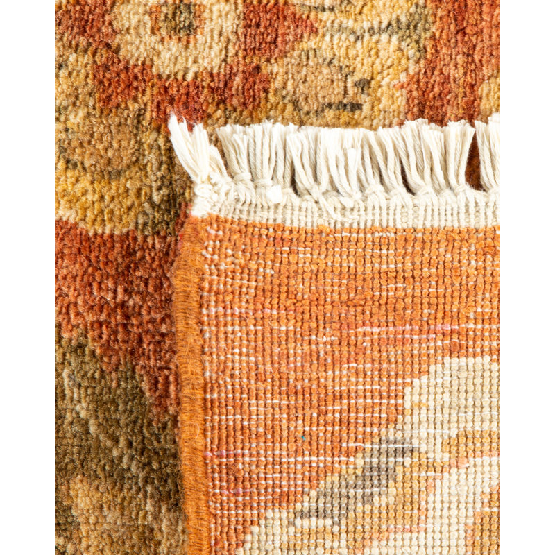 Handmade Rectangular 8' x 10' Wool Area Rug in Warm Tones