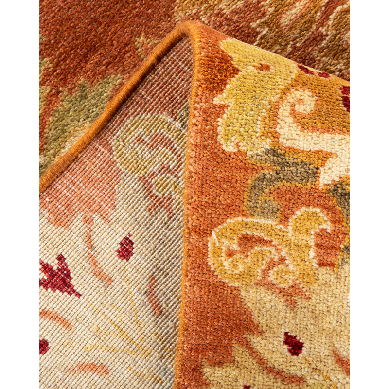 Handmade Rectangular 8' x 10' Wool Area Rug in Warm Tones
