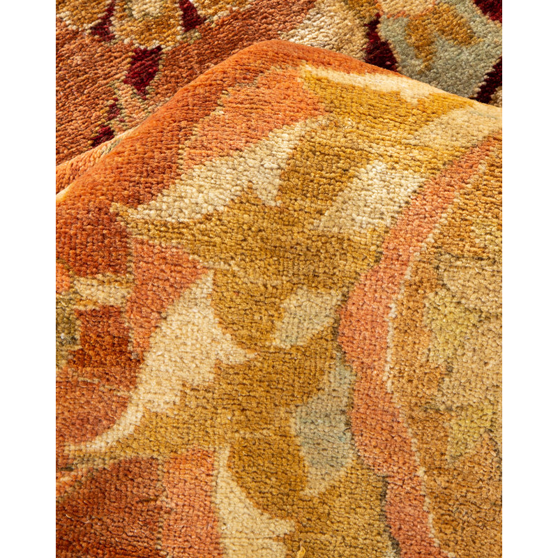 Handmade Rectangular 8' x 10' Wool Area Rug in Warm Tones