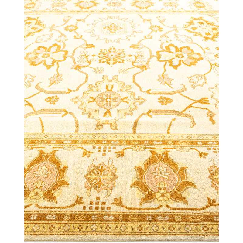 Handmade Ivory Wool 8' x 10' Rectangular Area Rug