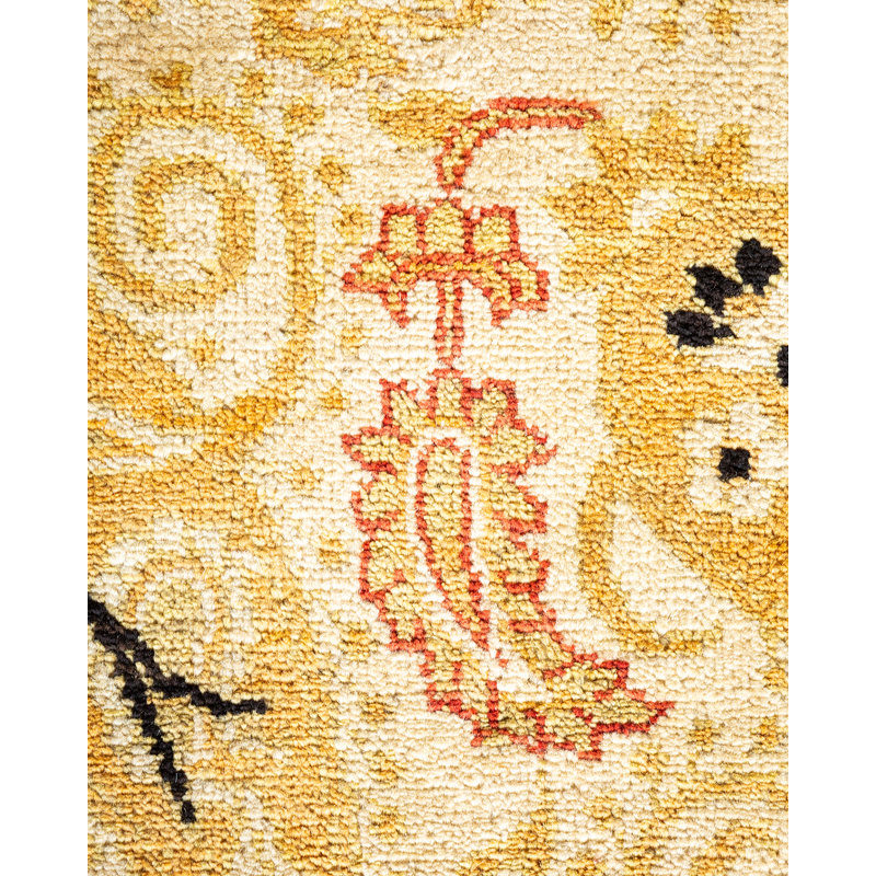 Hand-Knotted Ivory Wool Artisanal Area Rug, 9' x 12'