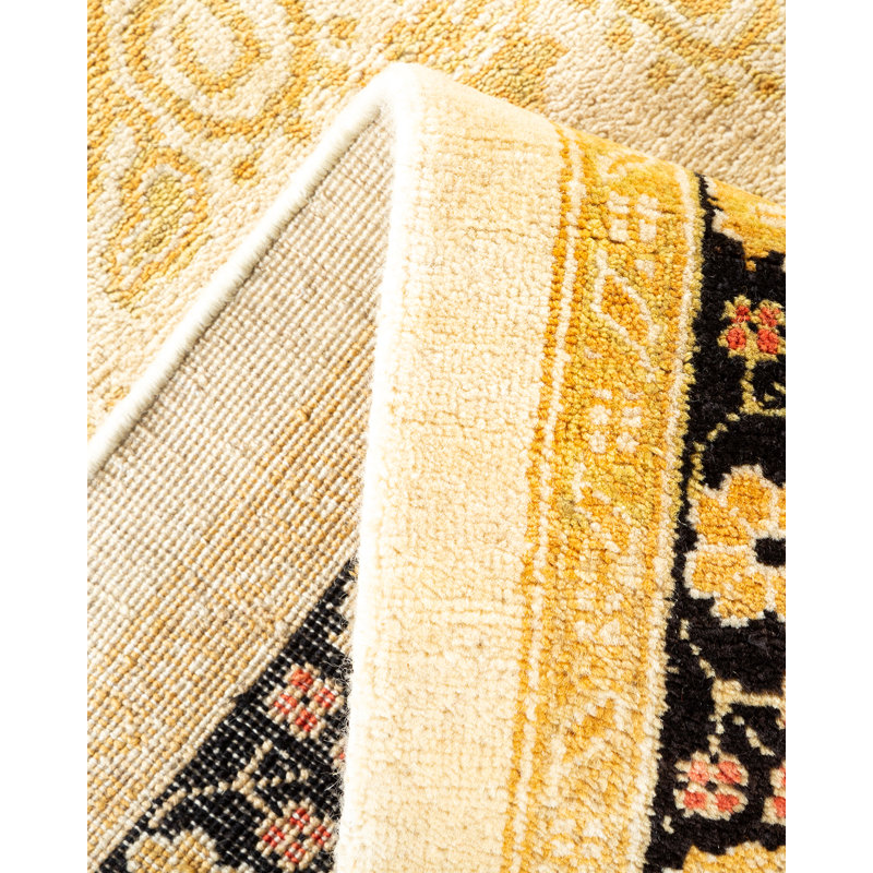 Hand-Knotted Ivory Wool Artisanal Area Rug, 9' x 12'