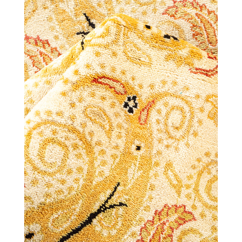 Hand-Knotted Ivory Wool Artisanal Area Rug, 9' x 12'