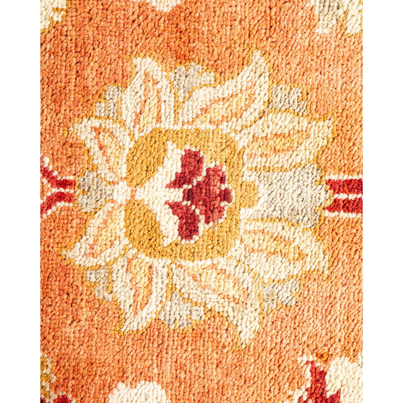 Handmade Ivory and Multicolor Wool Rectangular Area Rug
